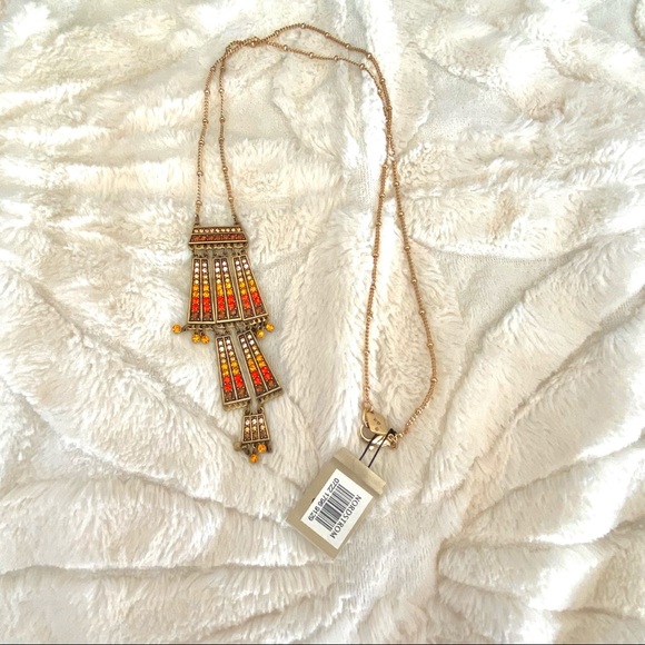 Sequin Brand Long Art Deco Rhinestone Necklace - Picture 3 of 13